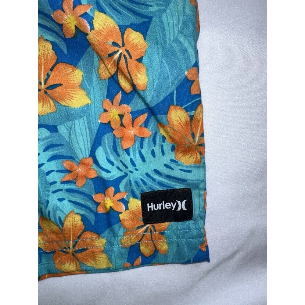 Hurley Boys Youth Size L 12-13Y Tropical Hawaiian Floral Board Shorts Swim